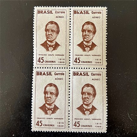 Quadra de Selos Comemorativos do Brasil Sesquicentenário do Nascimento de Francisco Adolfo Varnhagem - 1966 - Novo - ref.2580