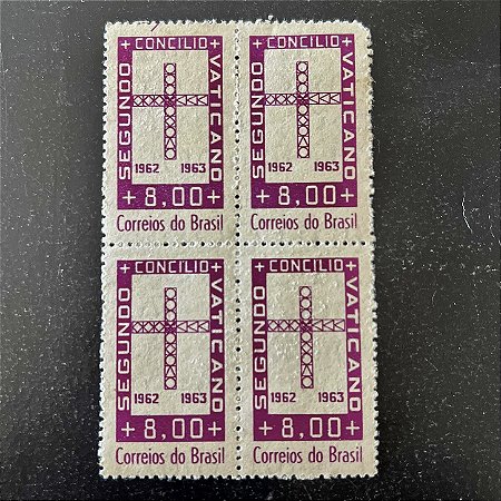 Quadra de Selos Comemorativos do Brasil - Segundo Concilio Vaticano - 1963 - Novo - ref.2584