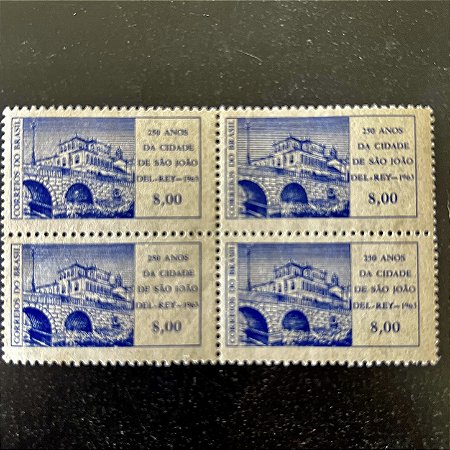 Quadra de Selos Comemorativos do Brasil - 250o.Aniversário da Cidade de São João Del-Rei - 1963 - Novo - ref.2585