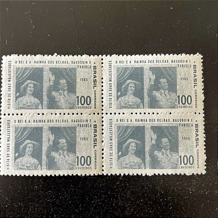Quadra de Selos Comemorativos do Brasil - Visita dos Reis dos Belgas Balduino e Fabiola - 1965 - Novo - ref.2595