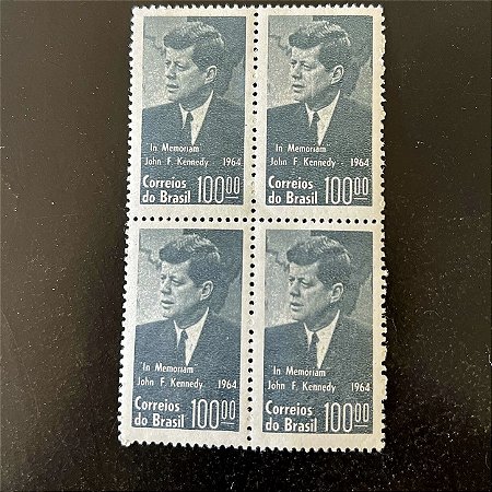 Quadra de Selos Comemorativos do Brasil - In Memorian a John Fitzgerald Kennedy - 1964 - Novo - ref.2599