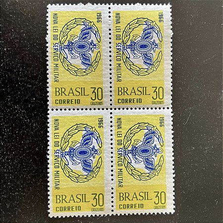 Quadra de Selos Comemorativos do Brasil -Propaganda da Nova Lei do Serviço Militar - 1966 - Novo - ref.2604