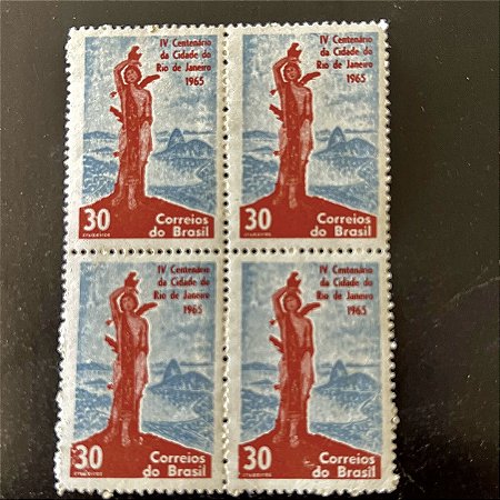 Quadra de Selos Comemorativos do Brasil - IV Centenário da Cidade do Rio de Janeiro - 1965 - Novo - ref.2607