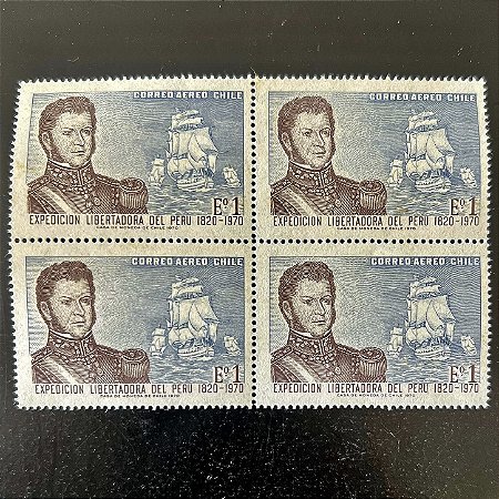 Quadra de Selos Estrangeiros - Chile - Expedicion Libertadora del Peru - 1970 - Novo - ref.2609
