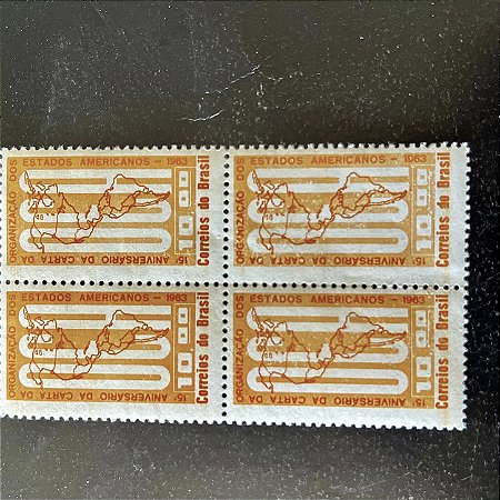 Quadra de Selos Comemorativos do Brasil - 15o.Aniversário da Carta da OEA - 1963 - Novo - ref.2612