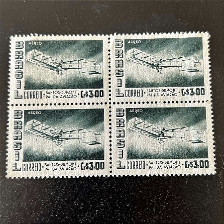 Quadra de Selos Comemorativos do Brasil - Cinquentenario do Primeiro Voo - Santos Dumont - 1956 - Novo - ref.2623