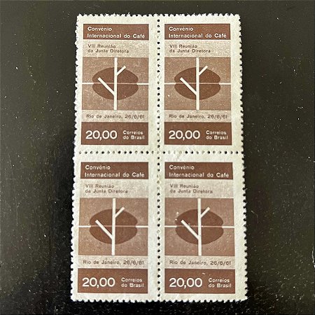 Quadra de Selos Comemorativos do Brasil - Convenio Internacional do Café - 1961 - Novo - ref.2629