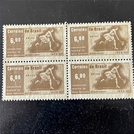 Quadra de Selos Comemorativos do Brasil - Campeonato Mundial de Tenis Feminino em Wimbledon - 1960 - Novo - ref.2644