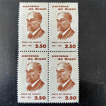 Quadra de Selos Comemorativos do Brasil -Centenário de Nascimento de Andre Augusto Frontin - 1960 - Novo - ref.2651
