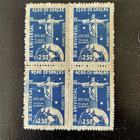 Quadra de Selos Comemorativos do Brasil - Cinquentenário do Dia Universal de Ação de Graças - 1959 - Novo - ref.2655