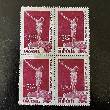 Quadra de Selos Comemorativos do Brasil - XI Jogos da Primavera no Rio de Janeiro - 1959 - Novo - ref.2659
