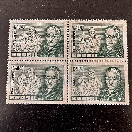 Quadra de Selos Comemorativos do Brasil - Homenagem a José Bento Monteiro Lobato - 1955 - Novo - ref.2660