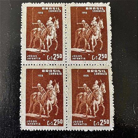 Quadra de Selos Comemorativos do Brasil - IX Jogos Infantis no Rio de Janeiro - 1959- Novo - ref.2671