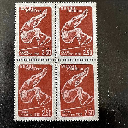 Quadra de Selos Comemorativos do Brasil - VIII Jogos Infantis no Rio de Janeiro - 1958 - Novo - ref.2674