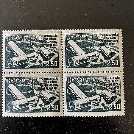 Quadra de Selos Comemorativos do Brasil - Inauguração da Estação Radio Transmissora em Sarapui - 1957 - Novo - ref.2680