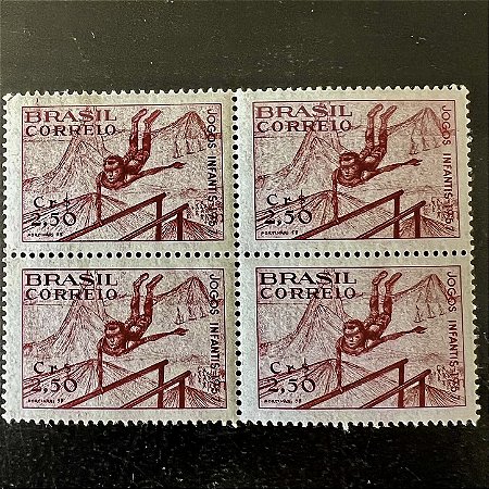 Quadra de Selos Comemorativos do Brasil - VII Jogos Infantis no Rio de Janeiro - 1957 - Novo - ref.2682