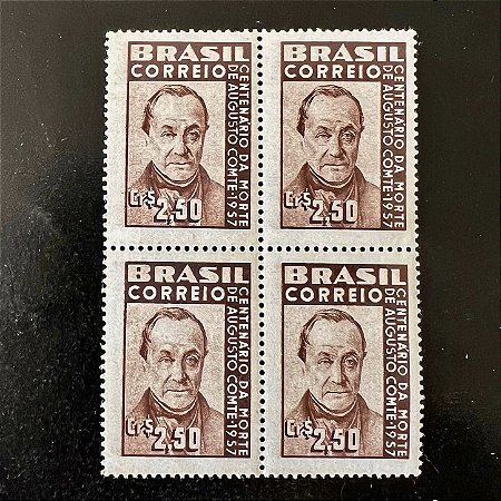 Quadra de Selos Comemorativos do Brasil - Centenário da Morte de Auguste Comte - 1957 - Novo - ref.2683