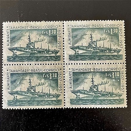 Quadra de Selos Comemorativos do Brasil - Sesquicentenário do Nascimento do Almirante Tamandaré - 1957 - Novo - ref.2685