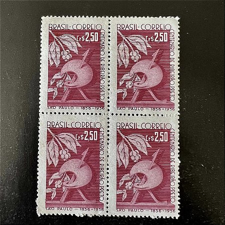 Quadra de Selos Comemorativos do Brasil - Centenário da Cidade de Ribeirão Preto-SP - 1957 - Novo - ref.2687