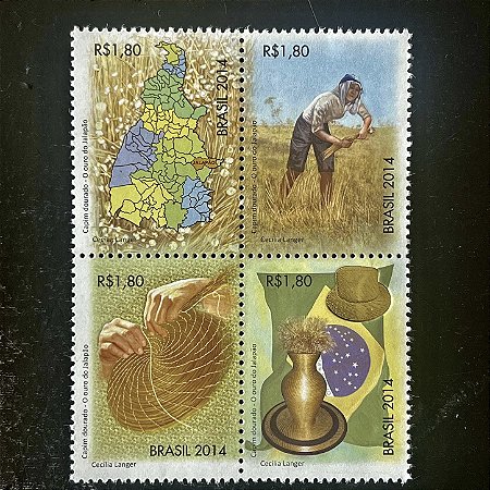 Quadra de Selos Comemorativos do Brasil - Capim Dourado - O Ouro do Jalapão - 2014 - ref.2692