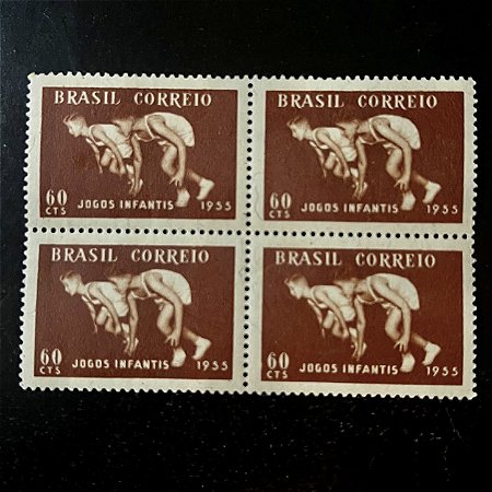 Quadra de Selos Comemorativos do Brasil - 5o. Jogos Infantis no Rio de Janeiro - 1955 - Novo - ref.2696