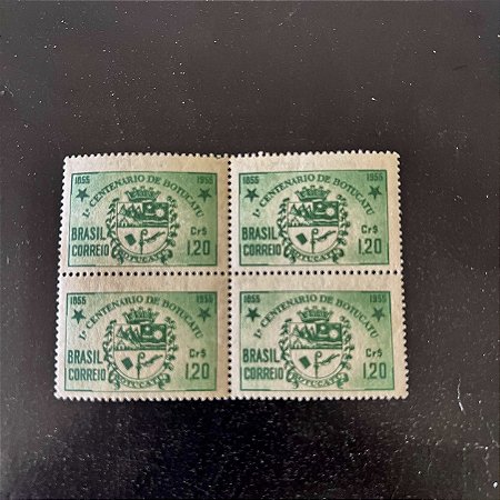 Quadra de Selos Comemorativos do Brasil - Centenário da Cidade de Botucatu - SP - 1955 - Novo - ref.2701