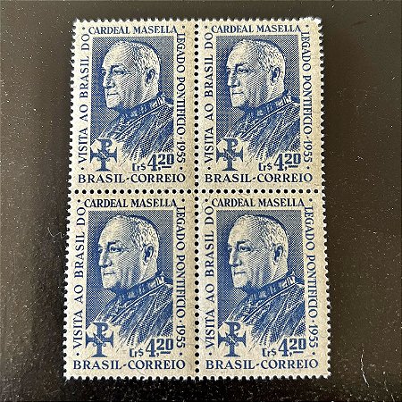 Quadra de Selos Comemorativos do Brasil - XXXVI Congresso Eucaristico Internacional do Rio de Janeiro - 1955 - Novo - ref.2703