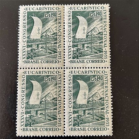 Quadra de Selos Comemorativos do Brasil - XXXVI Congresso Eucaristico Internacional do Rio de Janeiro - 1955 - Novo - ref.2704