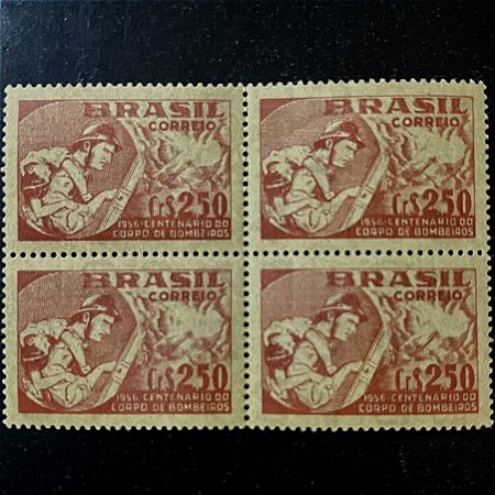 Quadra de Selos Comemorativos do Brasil - Centenário do Corpo de Bombeiros do Rio de Janeiro - 1956 - Novo - ref.2707