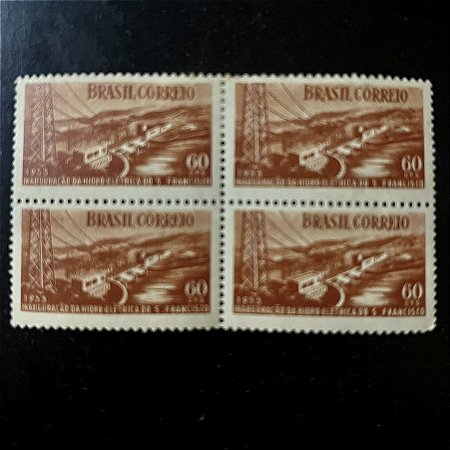 Quadra de Selos Comemorativos do Brasil - Inauguração da Usina Hidreletrica de Paulo Afonso - 1955 - Novo - ref.2709