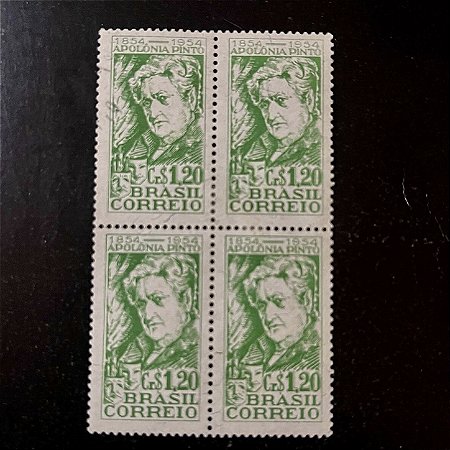 Quadra de Selos Comemorativos do Brasil -Centenário de Nascimento de Apolonia Pinto - 1954 - Novo - ref.2710