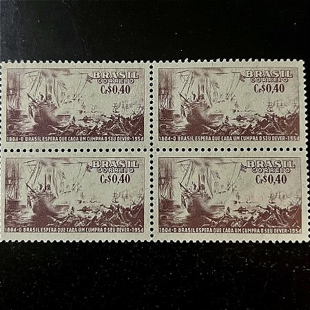 Quadra de Selos Comemorativos do Brasil - Sesquicentenário do Nascimento do Almirante Barroso - 1954 - Novo - ref.2720