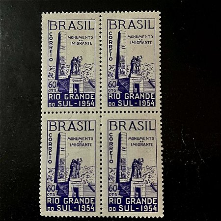 Quadra de Selos Comemorativos do Brasil - Inauguração do Monumento Nacional ao Imigrante em Caxias do Sul - 1954 - Novo - ref.2723