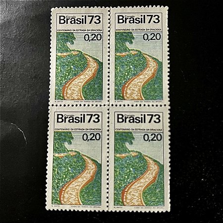 Quadra de Selos Comemorativos do Brasil - Acontecimentos Históricos - Estrada Volta da Ferradura - 1973 - Mint -- ref.2730