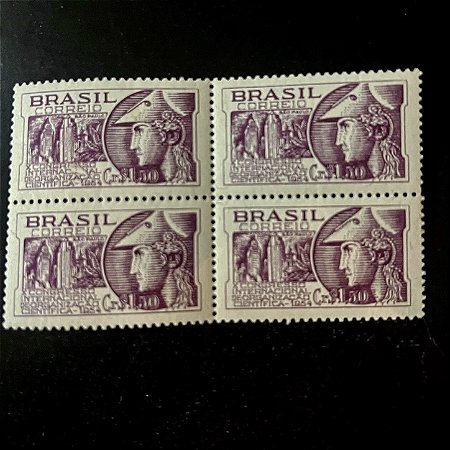 Quadra de Selos Comemorativos do Brasil - X Congresso Internacional de Organização Cientifica em São Paulo - 1954 - Novo - ref.2731