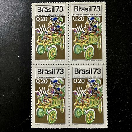Quadra de Selos Comemorativos do Brasil - Acontecimento Históricos - Carro Alegórico - Caboclo e da Cabocla- 1973 - Mint - ref.2735