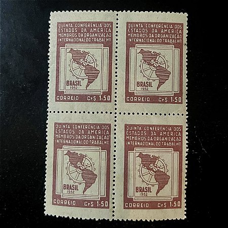Quadra de Selos Comemorativos do Brasil - 5a.Conferencia dos Estados da América - 1952 - Novo - ref.2740