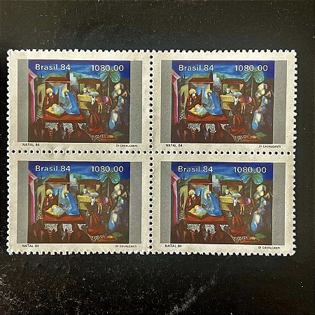 Quadra de Selos Comemorativos do Brasil - Natal 84 - Pinturas Natalinas - Emiliano Di Cavalcanti - 1984 - Mint - ref.2748