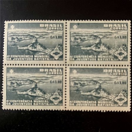 Quadra de Selos Comemorativos do Brasil - 4a. Conferencia Mundial da Juventude Batista no Rio de Janeiro - 1953 - Novo - ref.2752