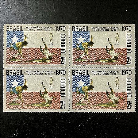 Quadra de Selos Comemorativos do Brasil - Brasil Tricampeão Mundial de Futebol - Mané Garrincha - 1970 - Mint- ref.2753