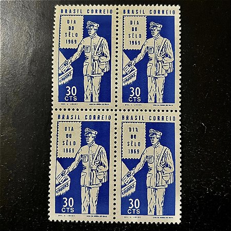 Quadra de Selos Comemorativos do Brasil - Dia do Selo - 1969 - Novo - ref.2756
