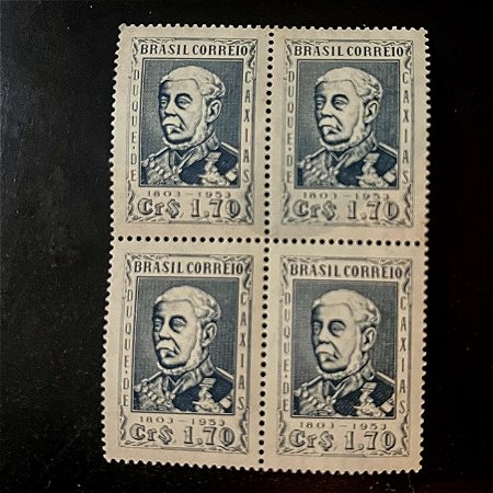 Quadra de Selos Comemorativos do Brasil - 150 anos de Nascimento de Duque de Caxias - 1953 - Novo - ref.2756