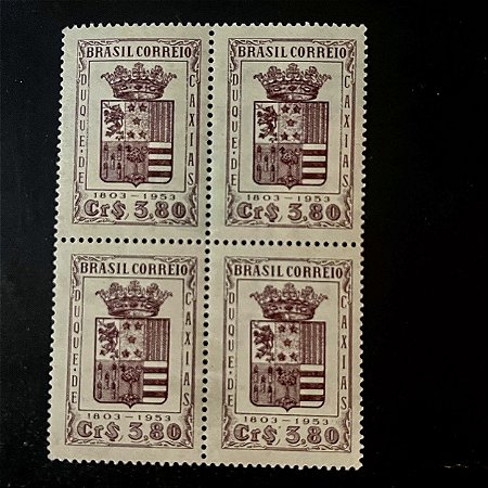 Quadra de Selos Comemorativos do Brasil - 150 anos do Nascimento de Duque de Caxias - 1953 - Novo - ref.2758