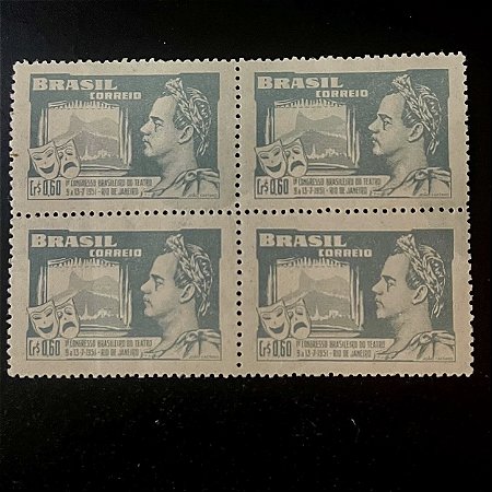 Quadra de Selos Comemorativos do Brasil - 1o. congresso Brasileiro de Teatro no rio de Janeiro - 1951 - Novo - ref.2759