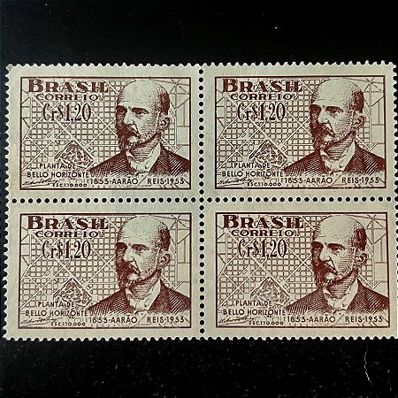 Quadra de Selos Comemorativos do Brasil - Centenário do Nascimento do Engenheiro Aarão de Carvalho Reis - 1953 - Novo - ref.2760