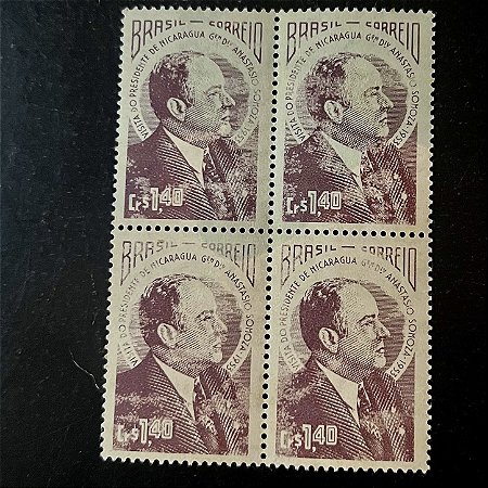Quadra de Selos Comemorativos do Brasil - Visita do Presidente da Nicaragua General Anastasio Somoza Garcia - 1953 - Novo - ref.2761