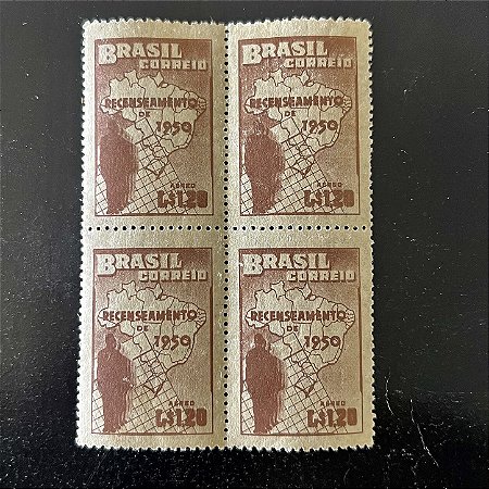 Quadra de Selos Comemorativos do Brasil - VI Recenseamento Geral do Brasil - 1950 - Novos - ref.2785