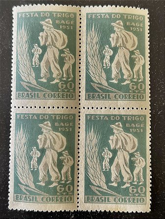 Quadra de Selos Comemorativos do Brasil - Campanha Nacional do Trigo - 1951 - Novos - ref.2789