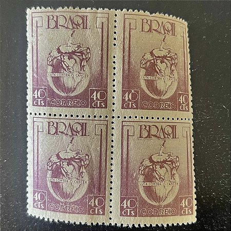 Quadra de Selos Comemorativos do Brasil - Campanha da Luta Contra o Cancer - 1948 - Novos - ref.2795
