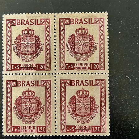 Quadra de Selos Comemorativos do Brasil - V Congresso Eucaristico Nacional em Porto Alegre - RS - 1948 - Novos - ref.2802